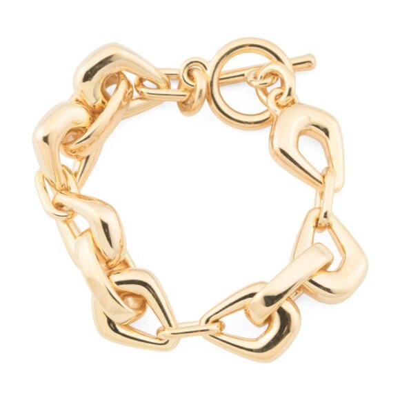 MILOR GOLD Made In Italy 14kt Gold Triangle Chain Link Bracelet - Picture 1 of 2